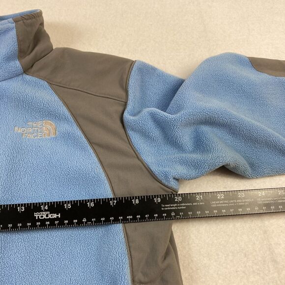 The North Face Fleece Jacket Women's Medium Blue Color Block Soft Shell Full Zip - Picture 7 of 11